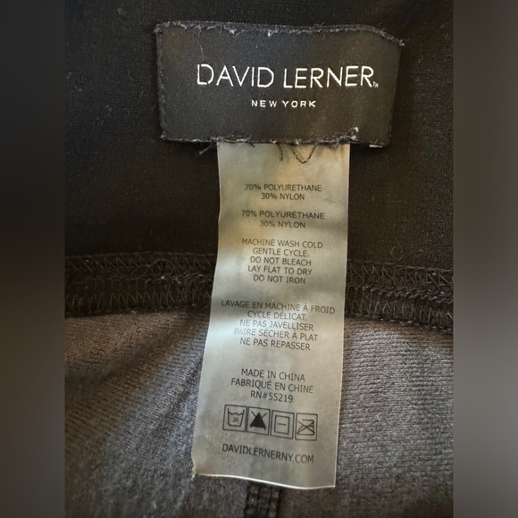 David Lerner New York Black Faux Leather Raw Hem Pants medium straight leg - Picture 2 of 5